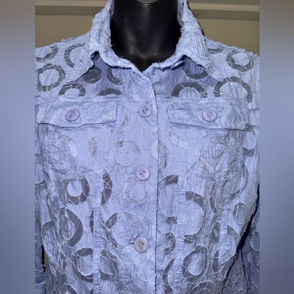Ruby Rd. Blue Circular Pattern Lightweight Jacket size 8 - Picture 5 of 13